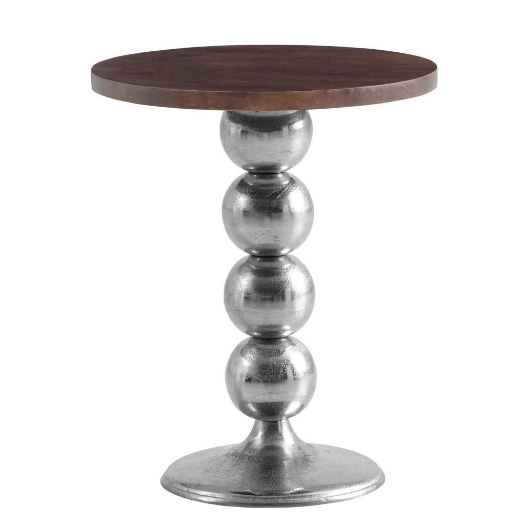 Livetastic PRÍRUČNÝ STOLÍK, mangové drevo, hnedá, strieborná