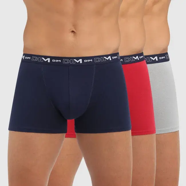 Pánske boxerky 3 ks DIM COTTON STRETCH BOXER 3x - DIM - tmavo modrá XL