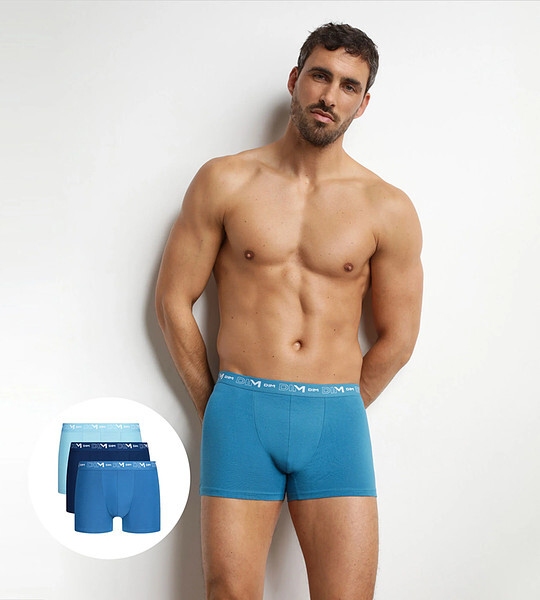 Pánske boxerky 3 ks DIM COTTON STRETCH BOXER 3x - DIM - svetlomodré L