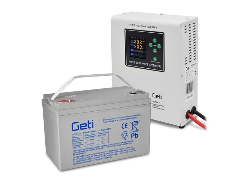 Záložný zdroj GETI GEP501LF sínusový 500W nástenný + batéria 100Ah