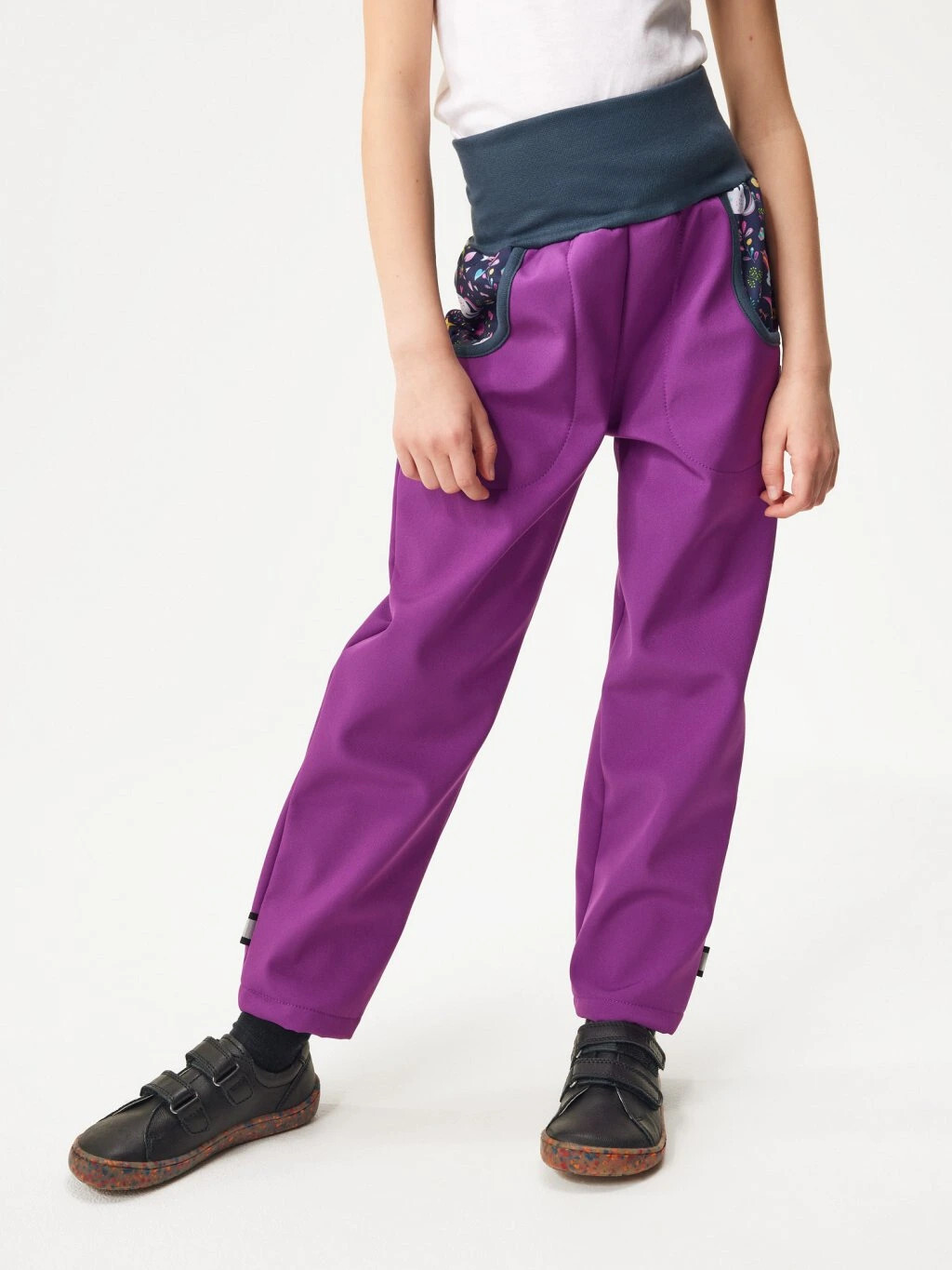 Detské softshellové nohavice s flísom Basic, Černicová, Jednorožce - veľ. 122/128