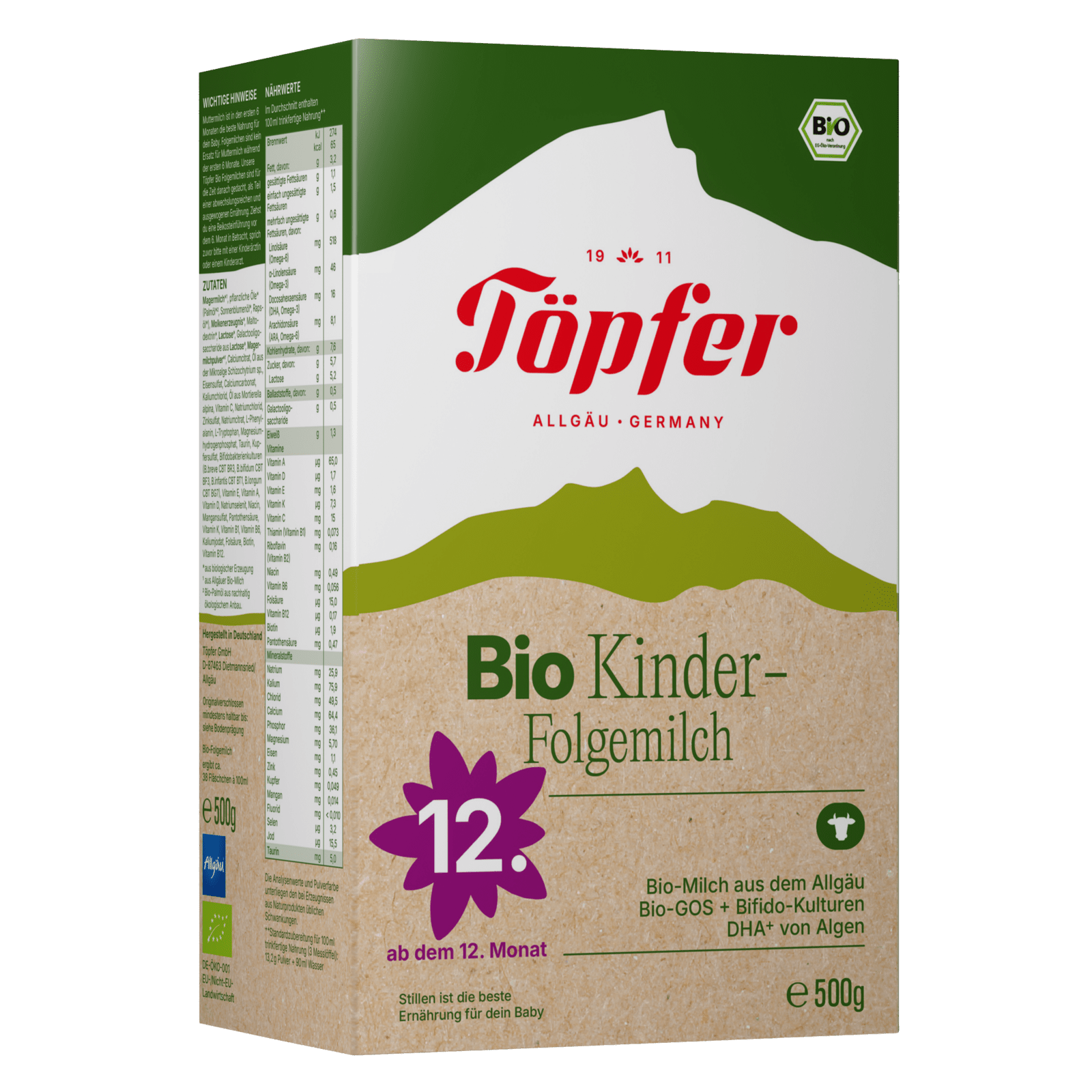 TÖPFER BIO Kinder mliečna batoľacia výživa 500 g