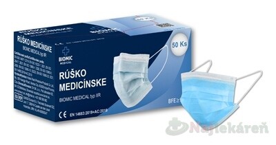 BIOMIC RÚŠKO medicínske pre dospelých typ IIR modré 50 ks