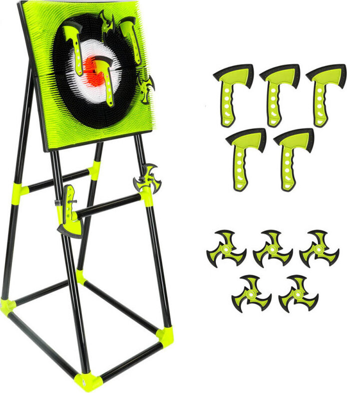 KIK KX3820 Silikonový terč + házecí sekery a hvězdice, stojan, sada XXL