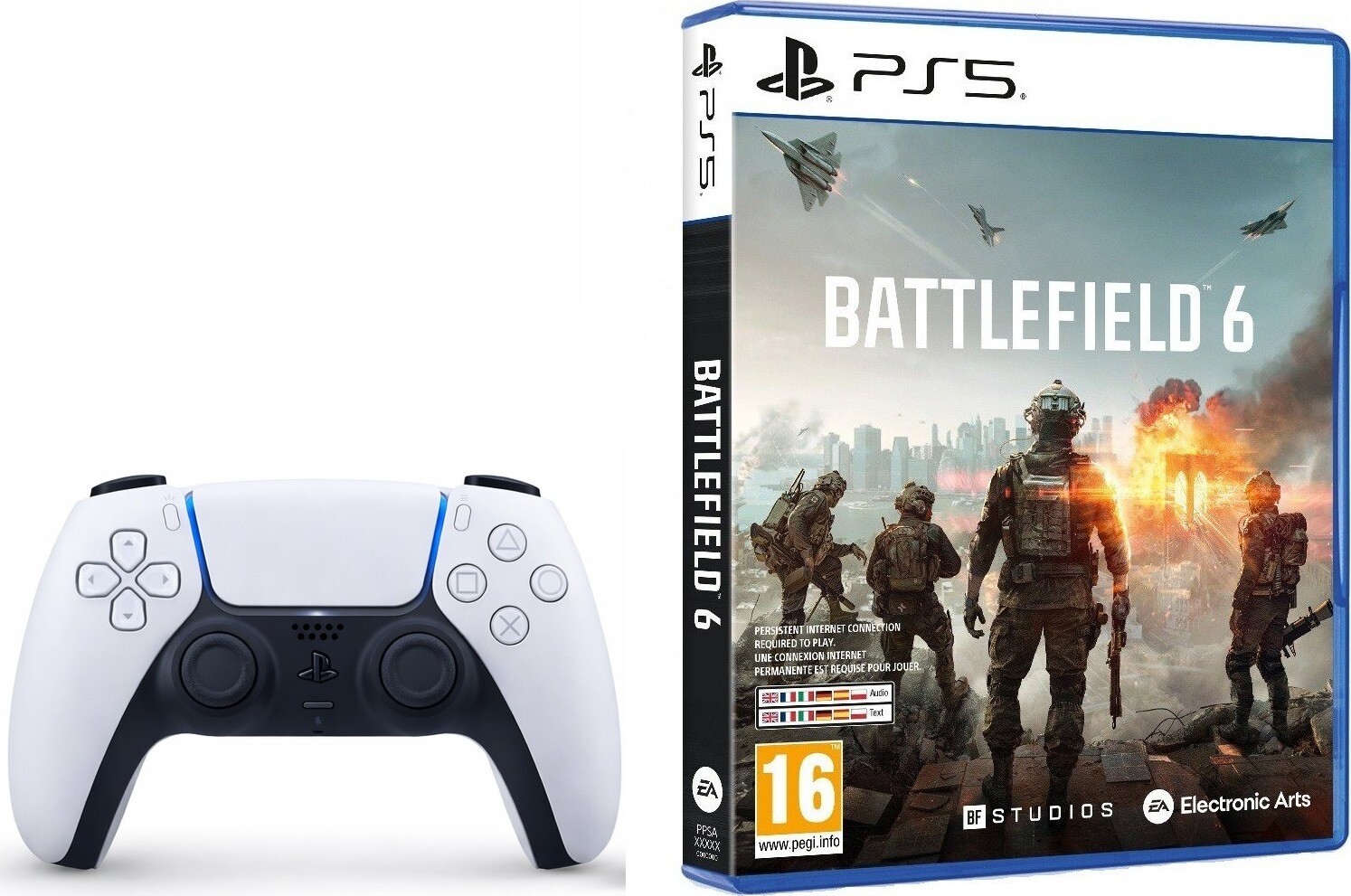 PlayStation 5 DualSense Wireless Controller White + Battlefield 6