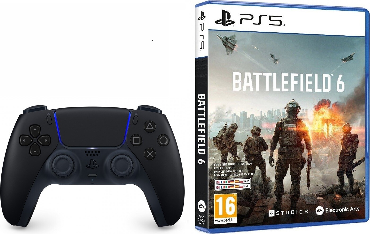 PlayStation 5 DualSense Wireless Controller Midnight Black + Battlefield 6