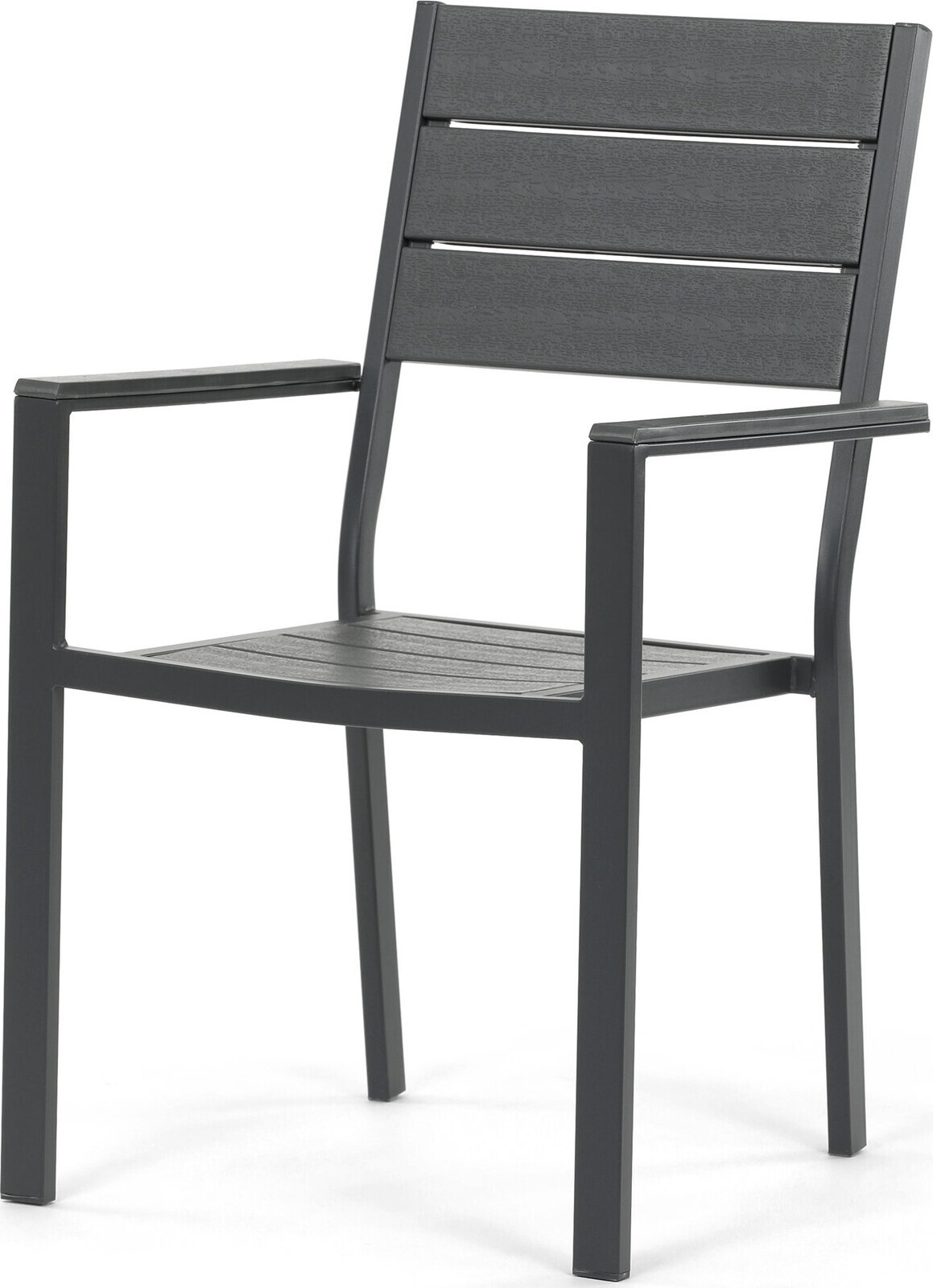 Autronic Záhradná zostava Belermo, stôl 156 × 80 cm, sivý kov, polywood doska, 6 stoličiek