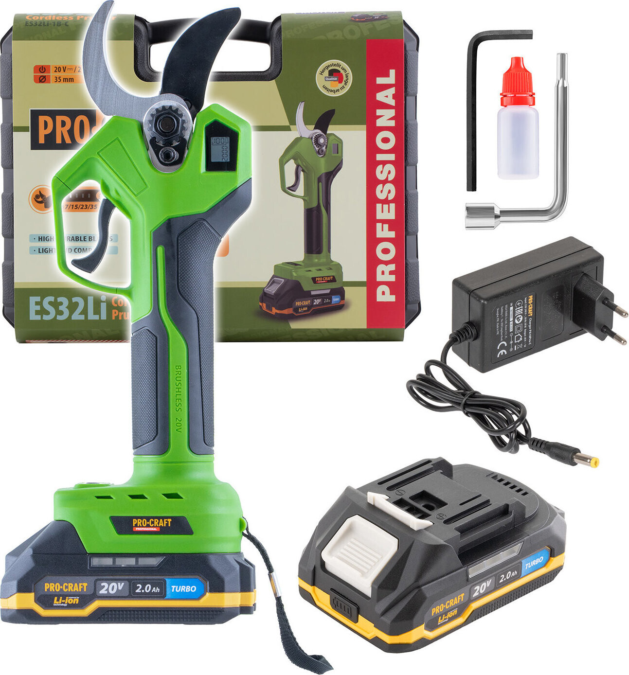 PROCRAFT Aku nožnice na konáre ES32Li (1× 2 Ah)