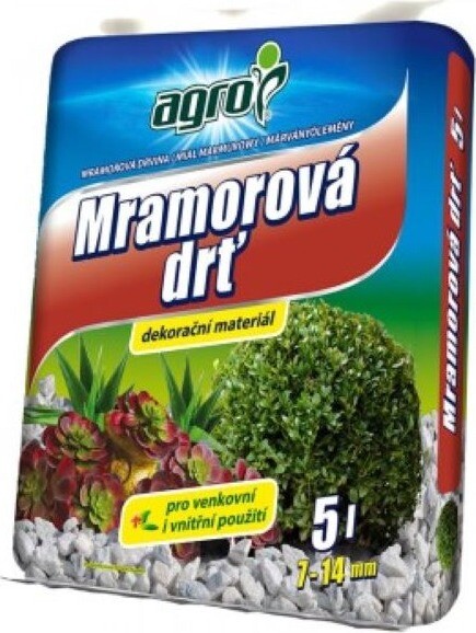 AGRO – Mramorová drvina, 7 – 14 mm, 5 l
