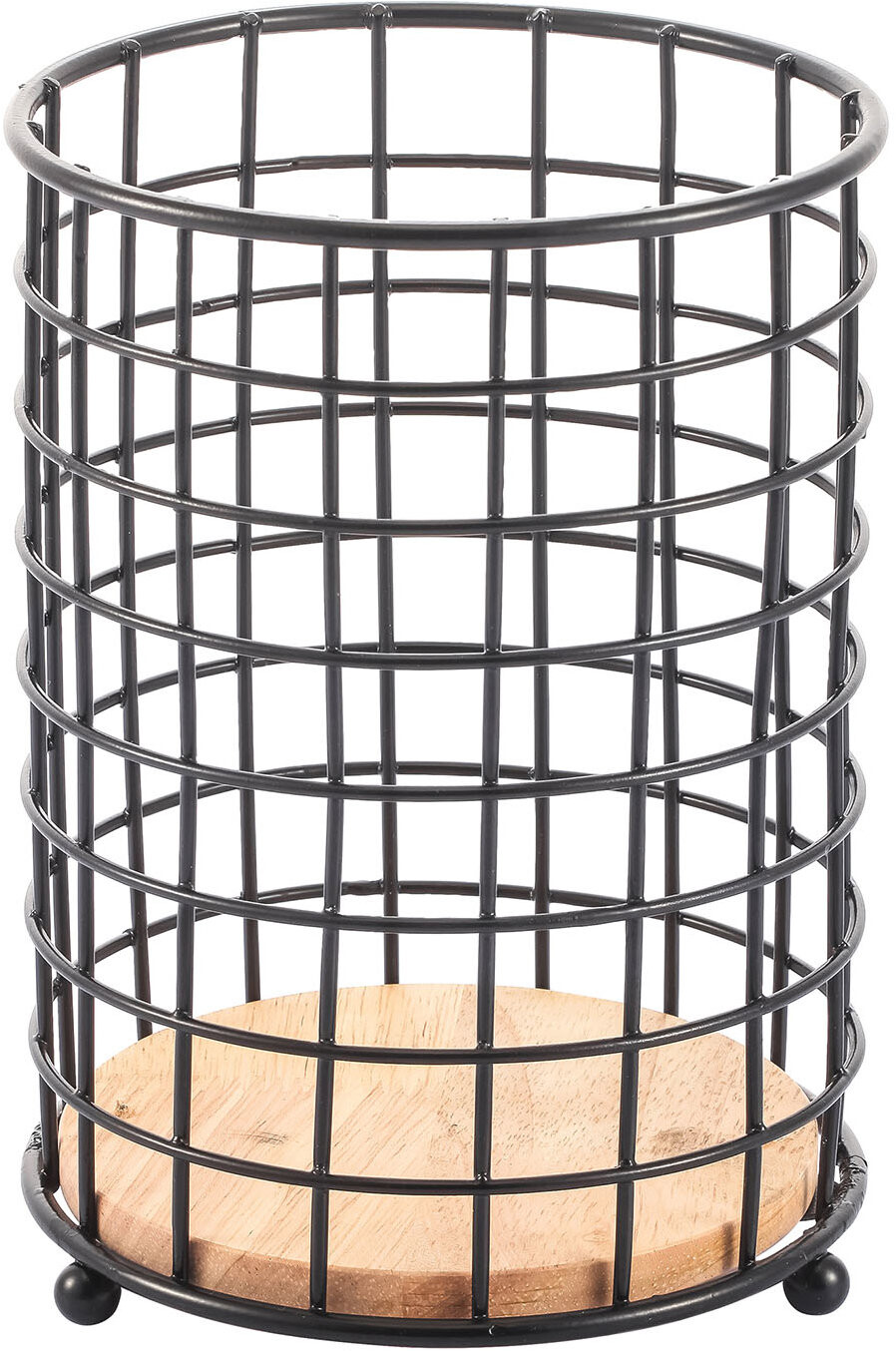 MSV Stojan na príbory Elie 1, matný čierny, oceľ, drevo