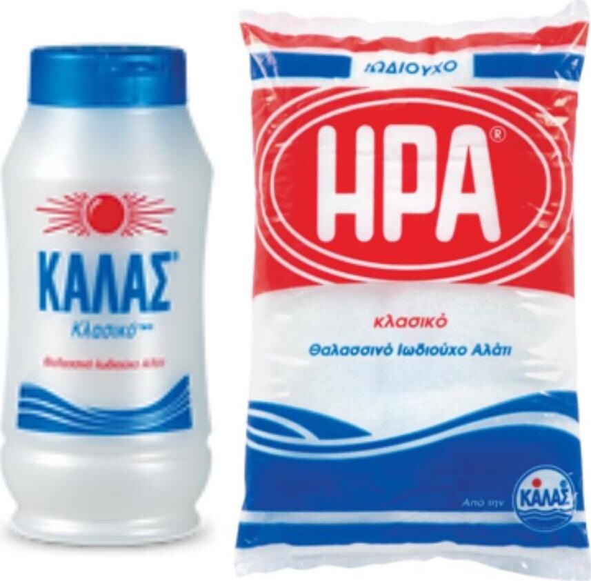 KALAS Jemná morská soľ CLASSIC 400 g + HERA Jemná jodidovaná 1 kg