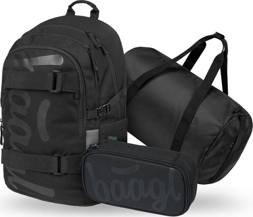 BAAGL SADA 3 Skate Uni čierna: batoh, peračník, športová taška GRS