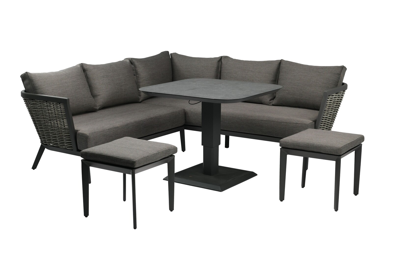 Sada zahradního nábytku Tallinn s výškově nastavitelným stolem šedá