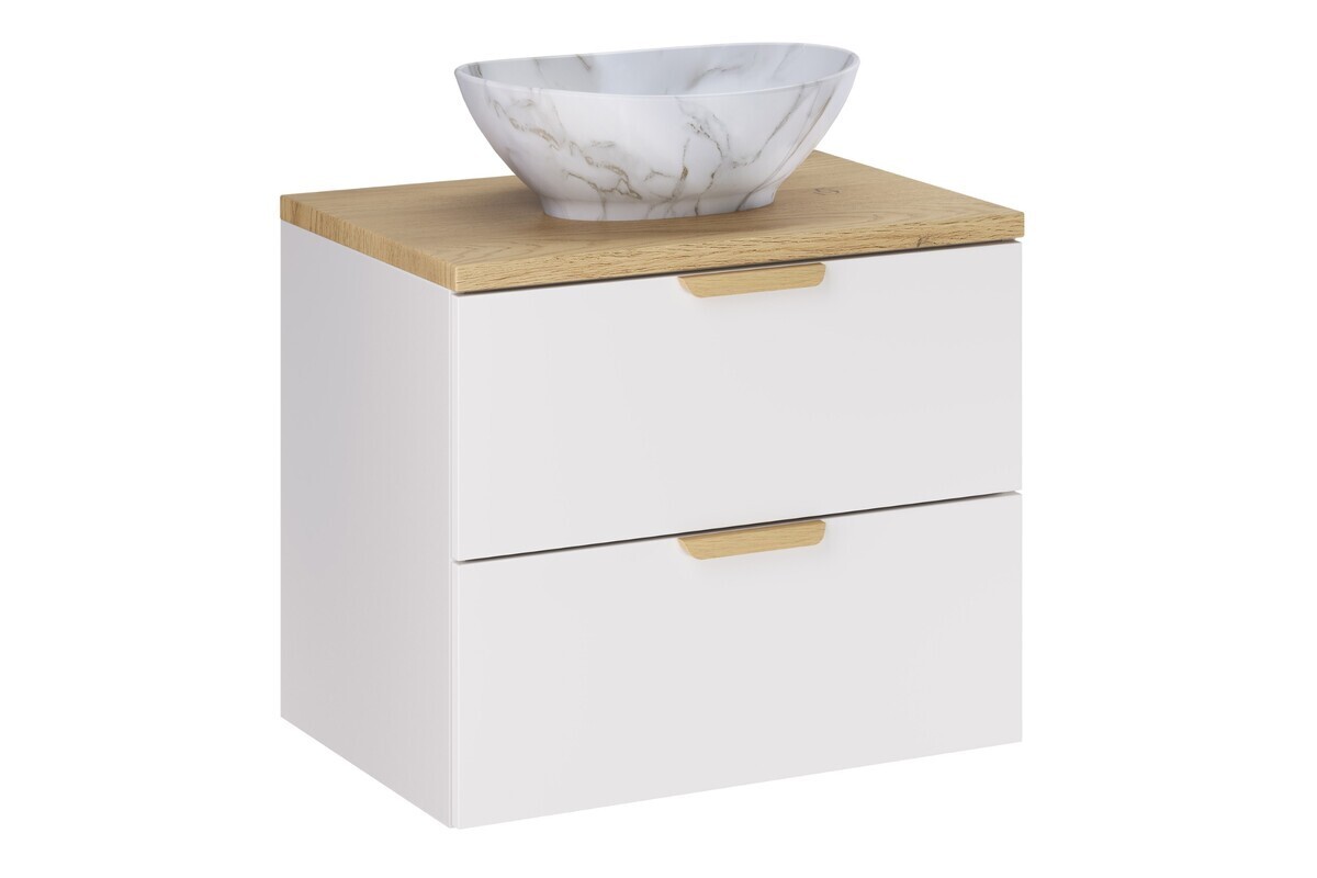 Závěsná skříňka Aster Pati s deskou a umyvadlem 60 cm bílá/dub cremona