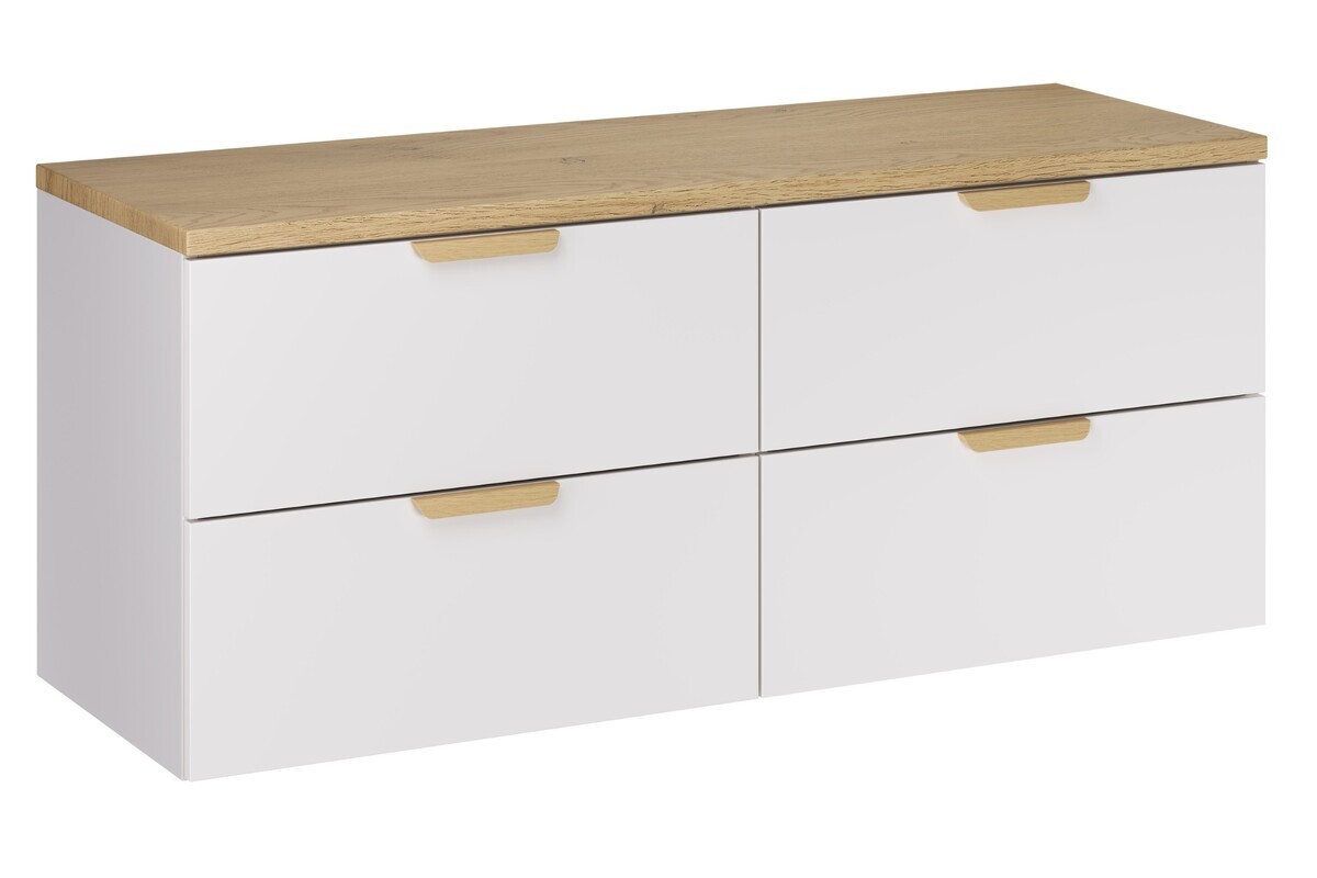 Závěsná skříňka pod umyvadlo Aster Nordic s deskou 120 cm bílá/dub cremona