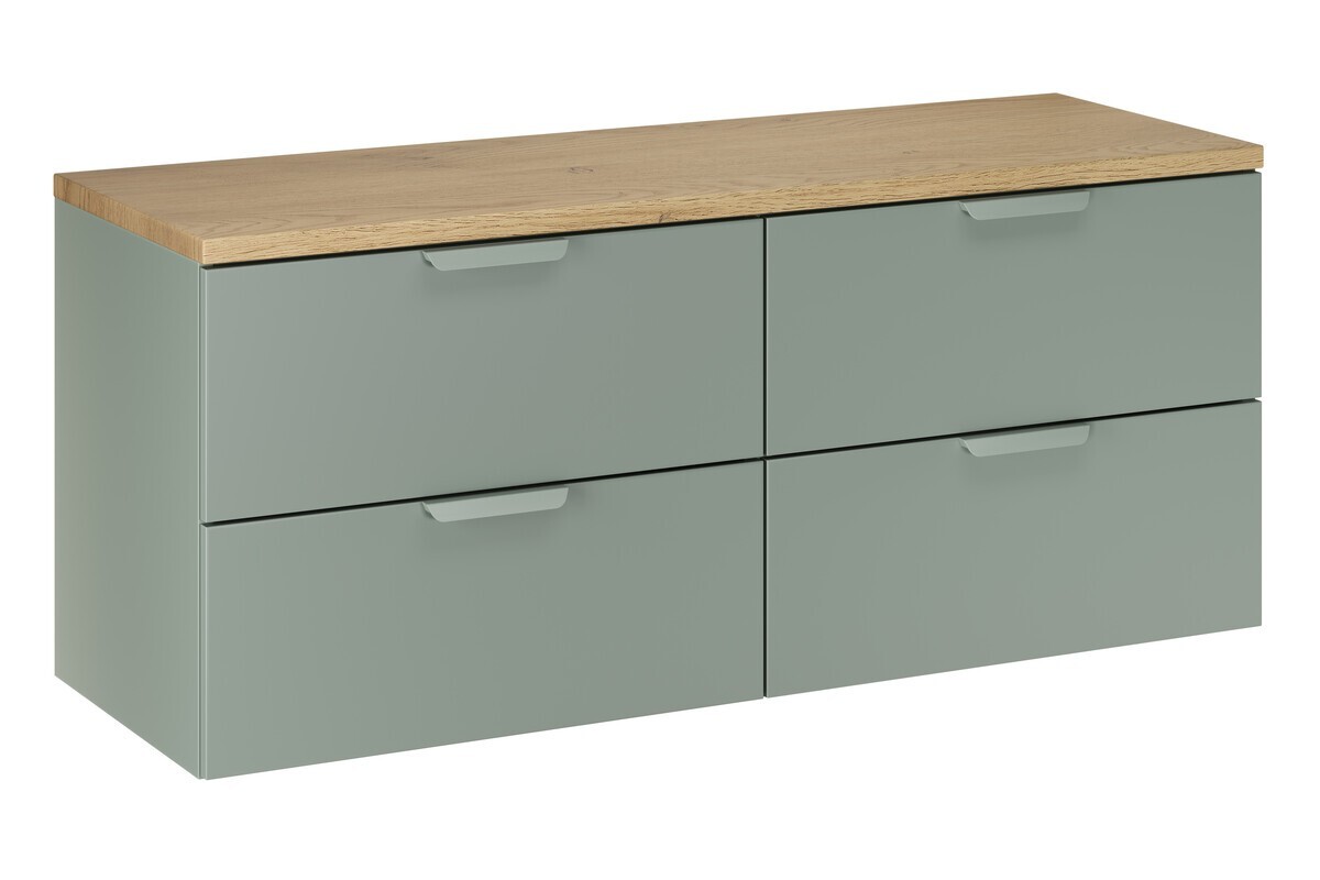 Závěsná skříňka pod umyvadlo Aster Nordic s deskou 120 cm zelená/dub cremona
