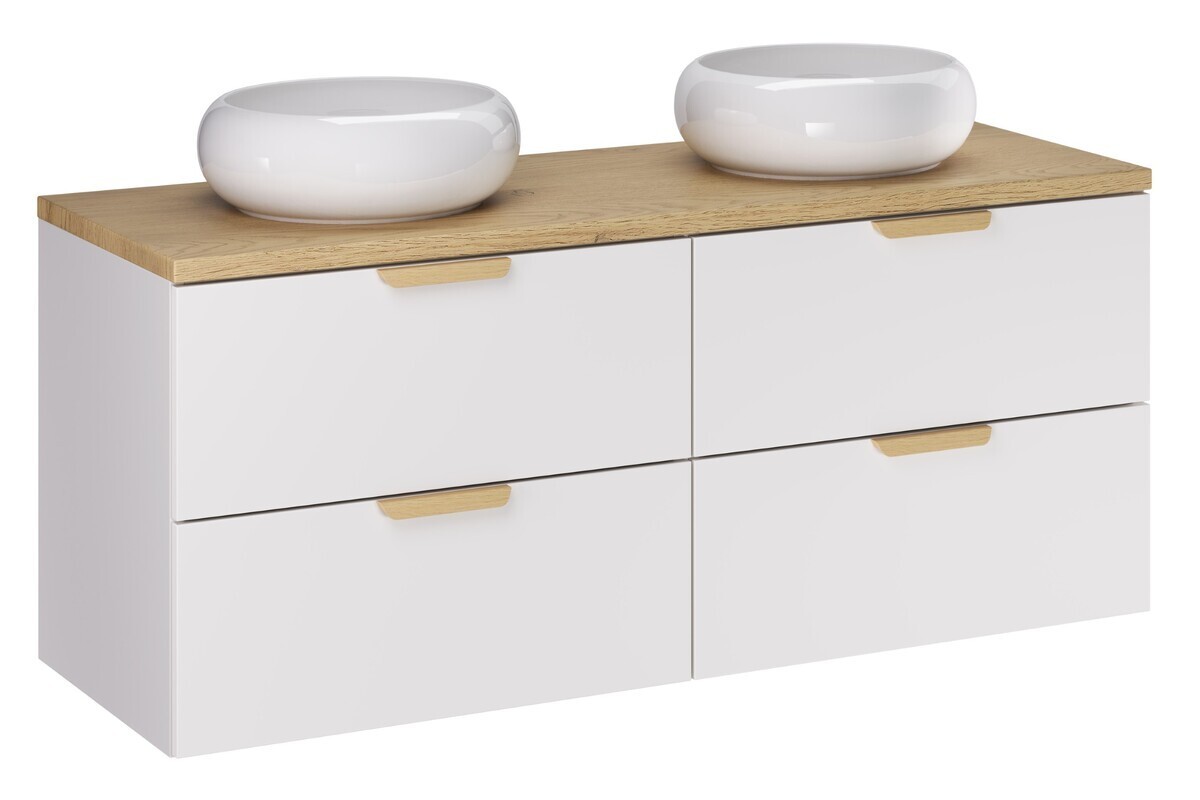 Závěsná skříňka pod umyvadlo Aster Nordic Wiki s deskou 120 cm bílá/dub cremona