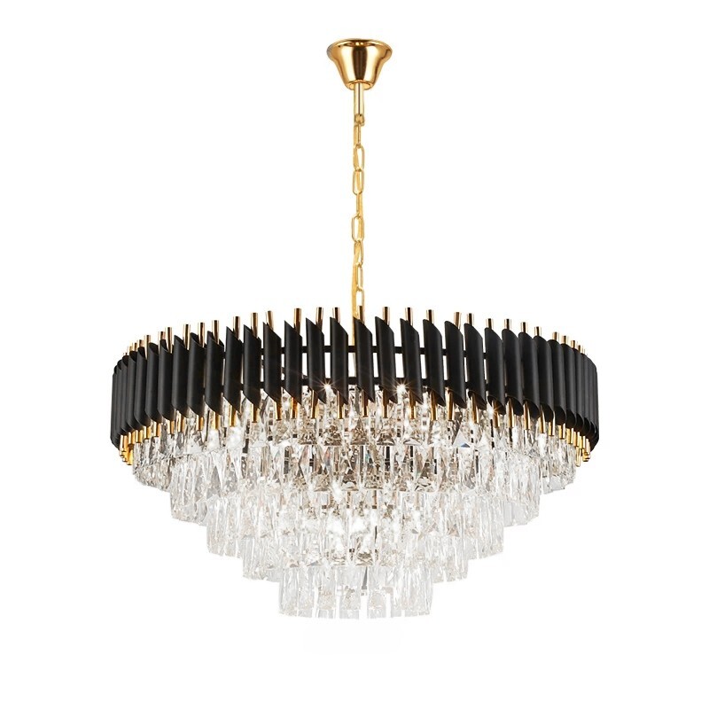 Závěsný křišťálový lustr APP1058-CP černo-zlatý