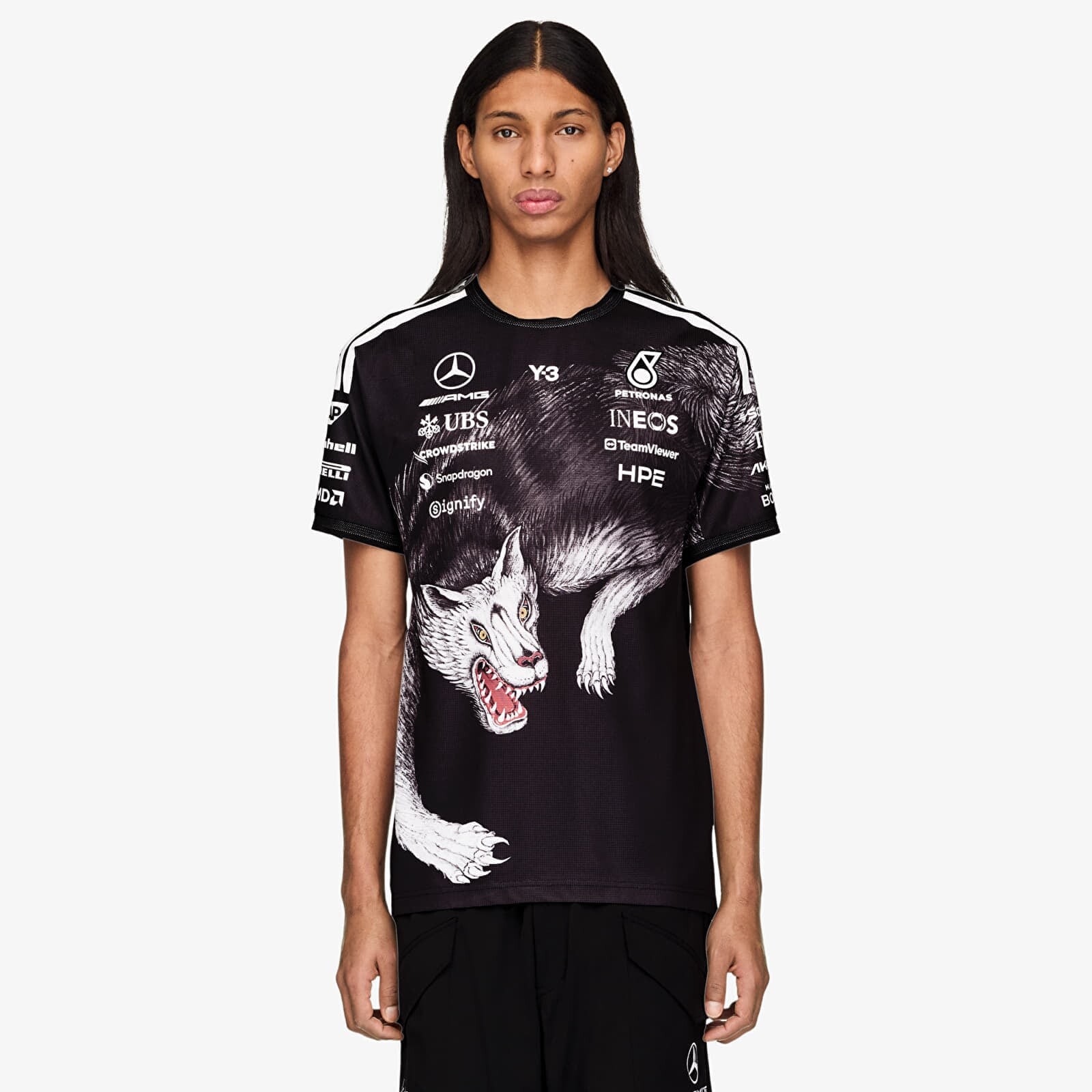 Dres Y-3 Mercedes AMG Petronas Formula 1 Team Driver Short Sleeve Jersey Black S