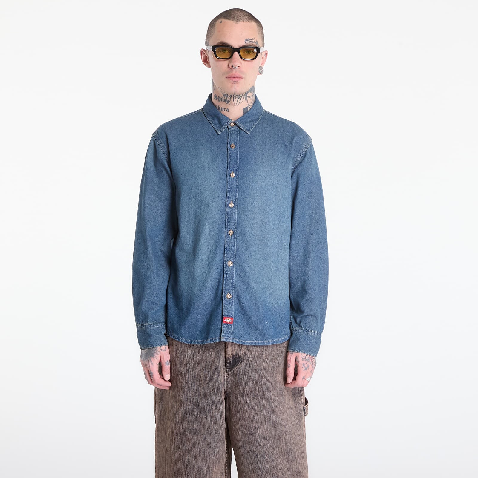 Košeľa Dickies Lightweight Denim Shirt Ls Khaki Tntd Blue XXL