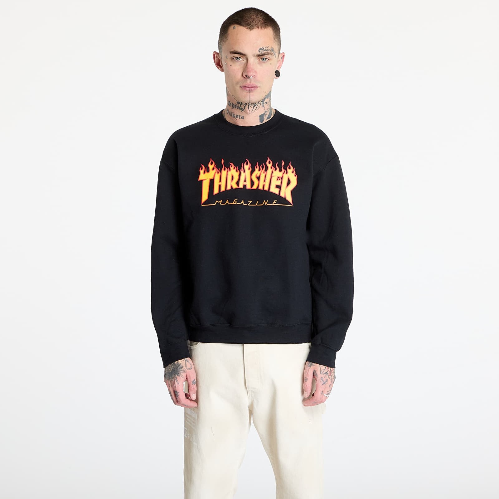 Mikina Thrasher Flame Crewneck Black XXL
