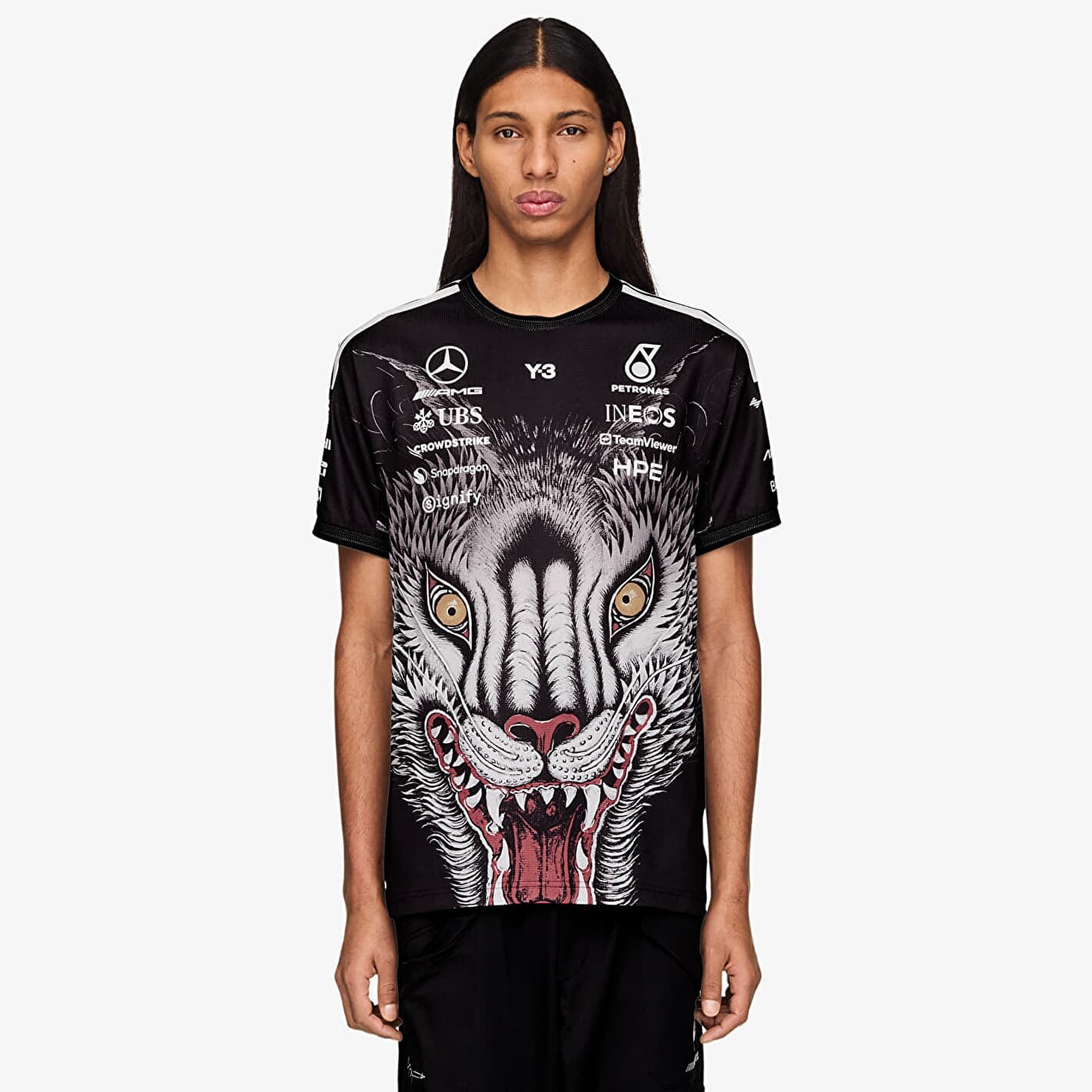 Dres Y-3 Mercedes AMG Petronas Formula 1 Team Driver Short Sleeve Jersey Black M