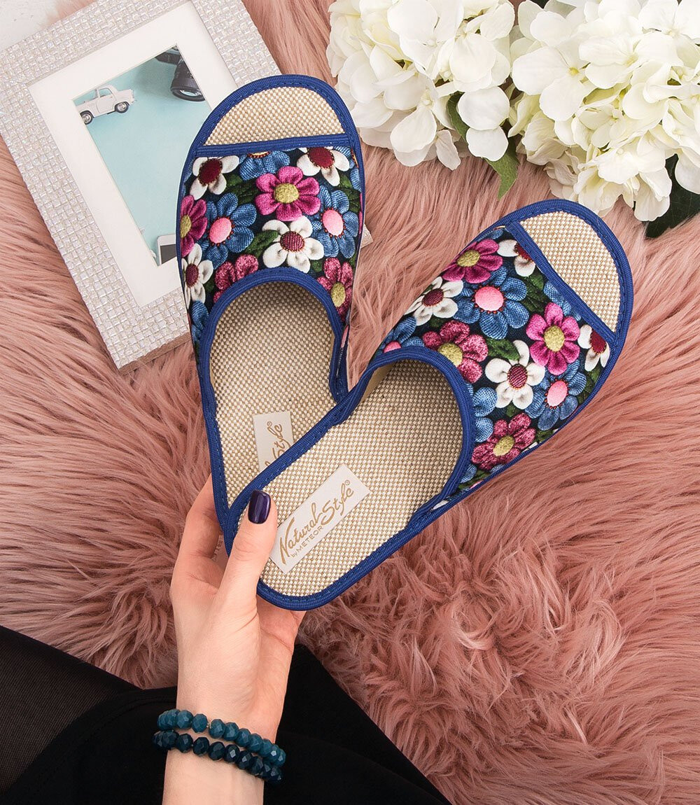 Dámske papuče Natural Style NS-050 modro-béžové