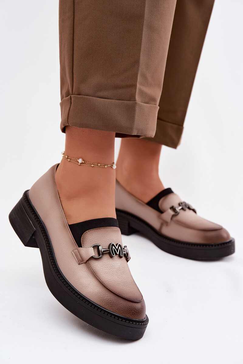 Kožené dámske mokasíny s ozdobou Vinceza béžové