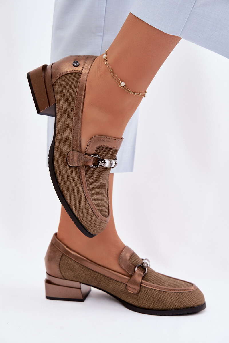 Hnedé dámske mokasíny JEZZI s podpätkom