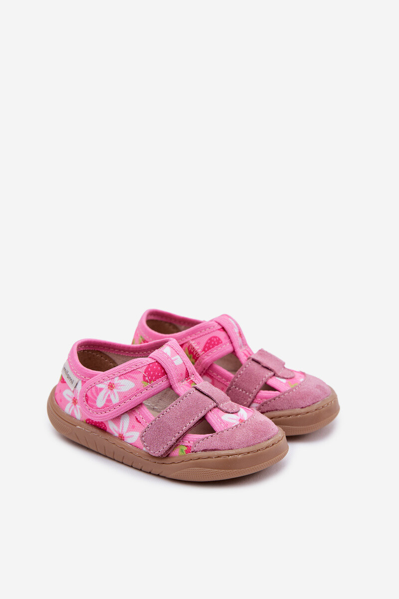Barefoot detské papuče Milami Pink Strawberry Lumi