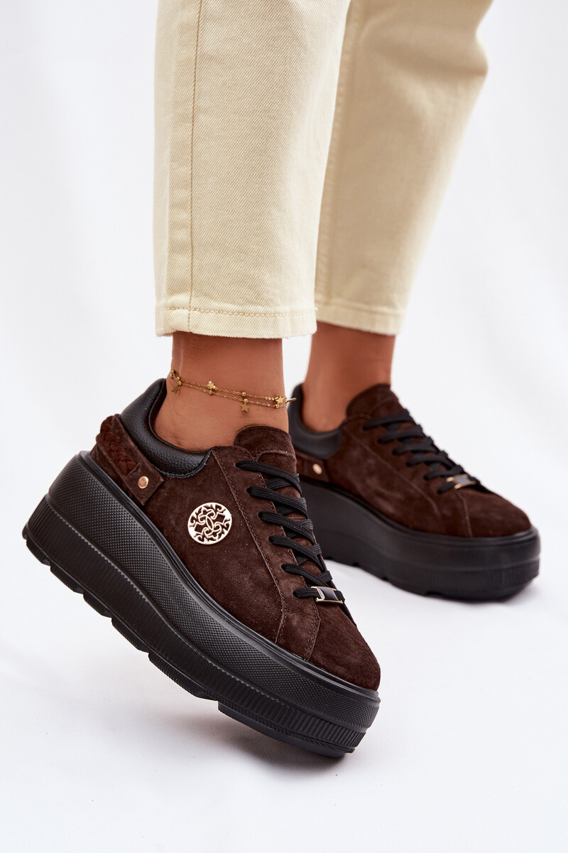 Kožené semišové dámske tenisky na platforme