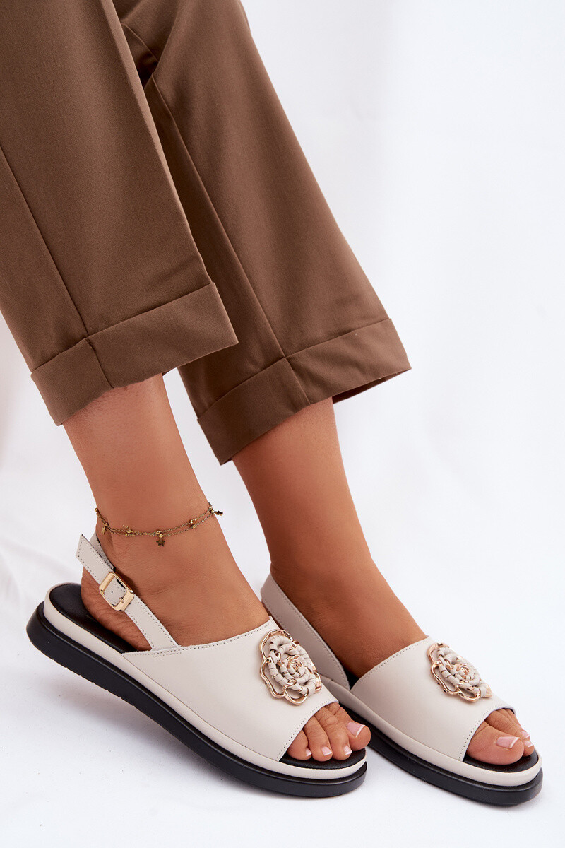 Kožené dámske sandále S. BARSKI s ružovým detailom