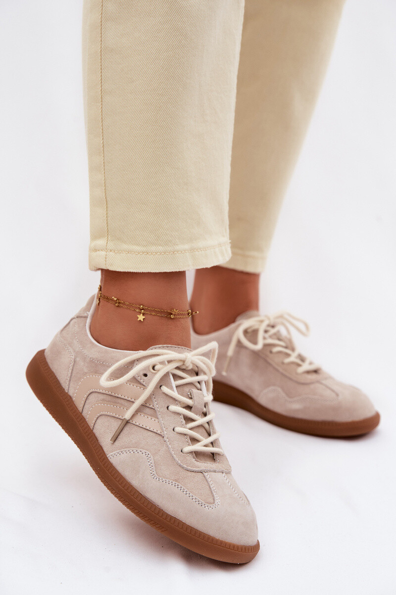 Dámske kožené semišové tenisky béžové