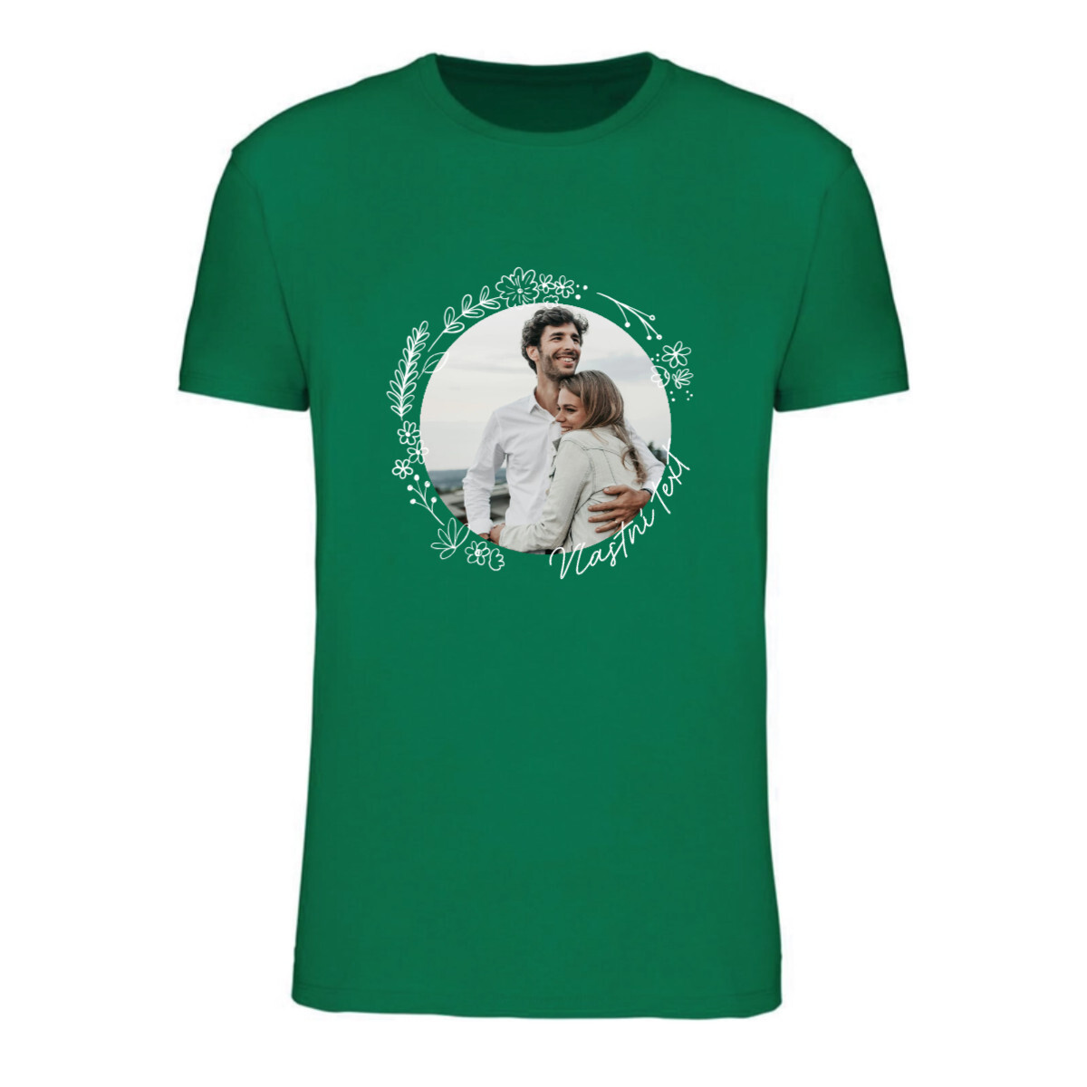 Personalizované pánské tričko s fotografií a květinovým ohraničením