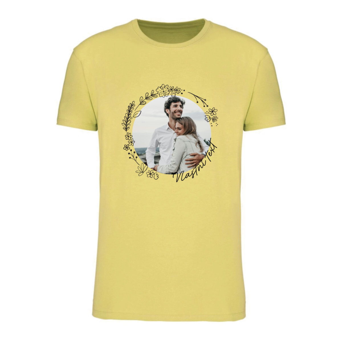 Personalizované dámské tričko s fotografií a květinovým ohraničením
