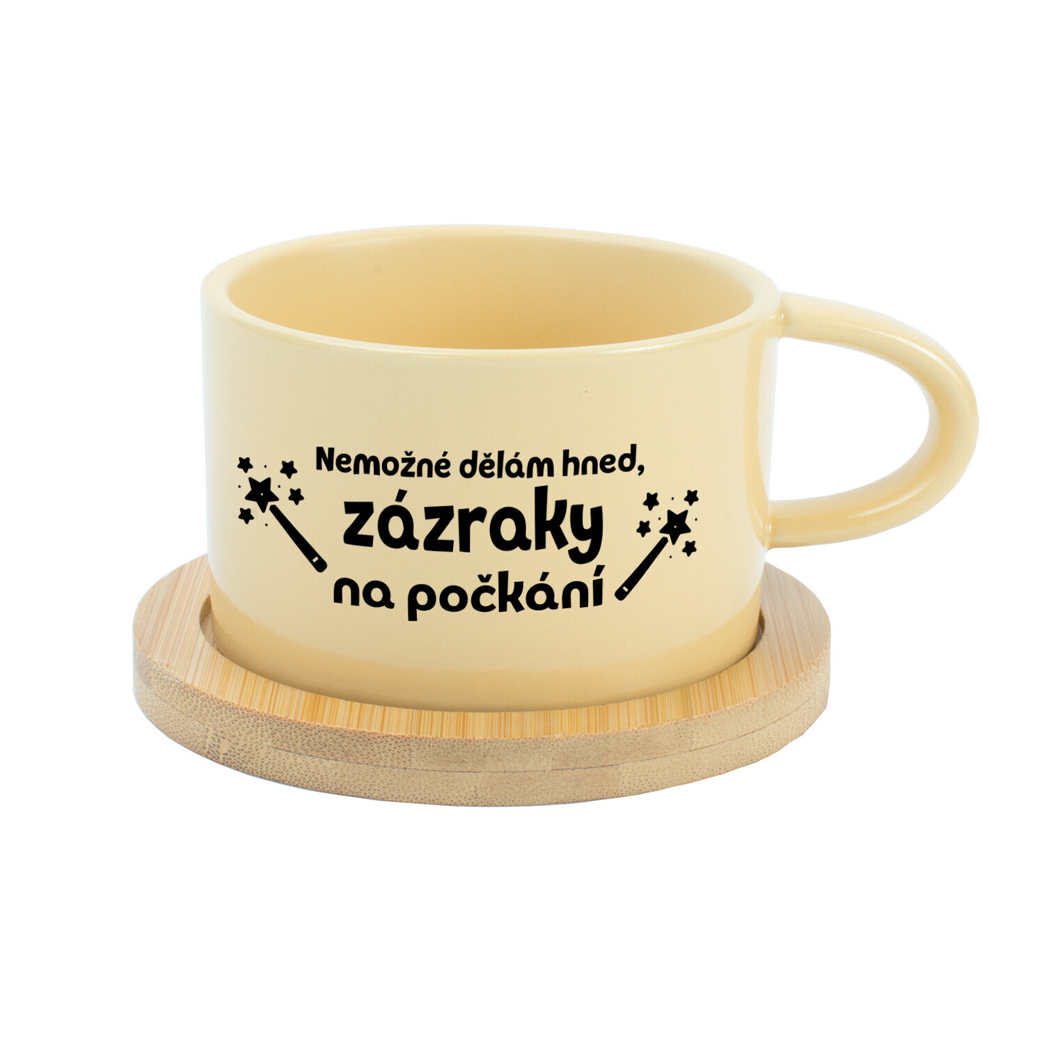NEMOŽNÉ DĚLÁM HNED, ZÁZRAKY NA POČKÁNÍ - žlutý hrníček makronka 200 ml