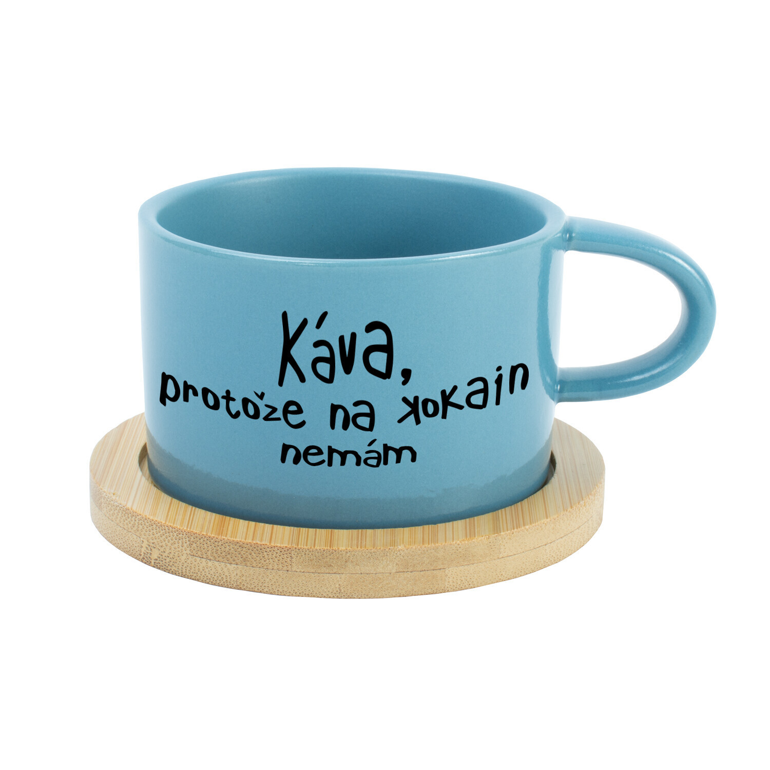 KÁVA, PROTOŽE NA KOKAIN NEMÁM - modrý hrníček makronka 200 ml