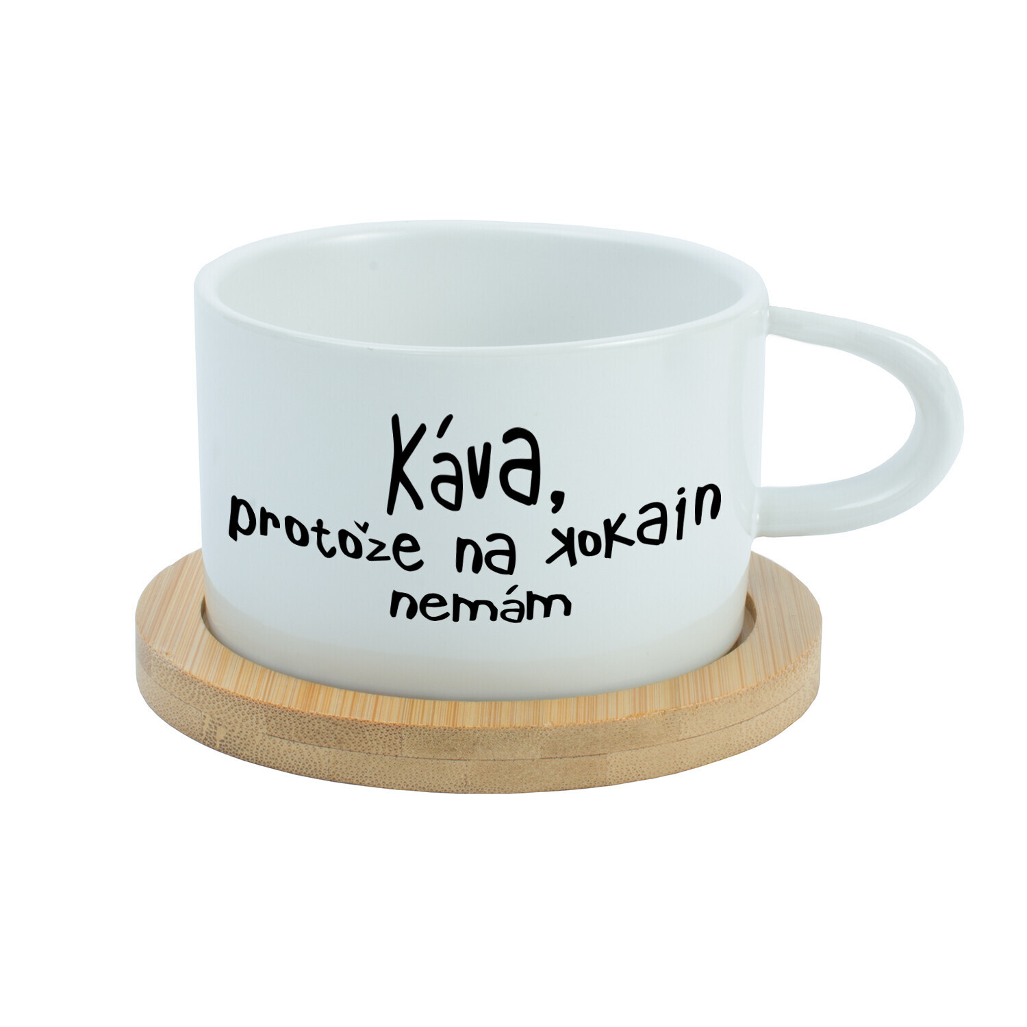 KÁVA, PROTOŽE NA KOKAIN NEMÁM - bílý hrníček makronka 200 ml