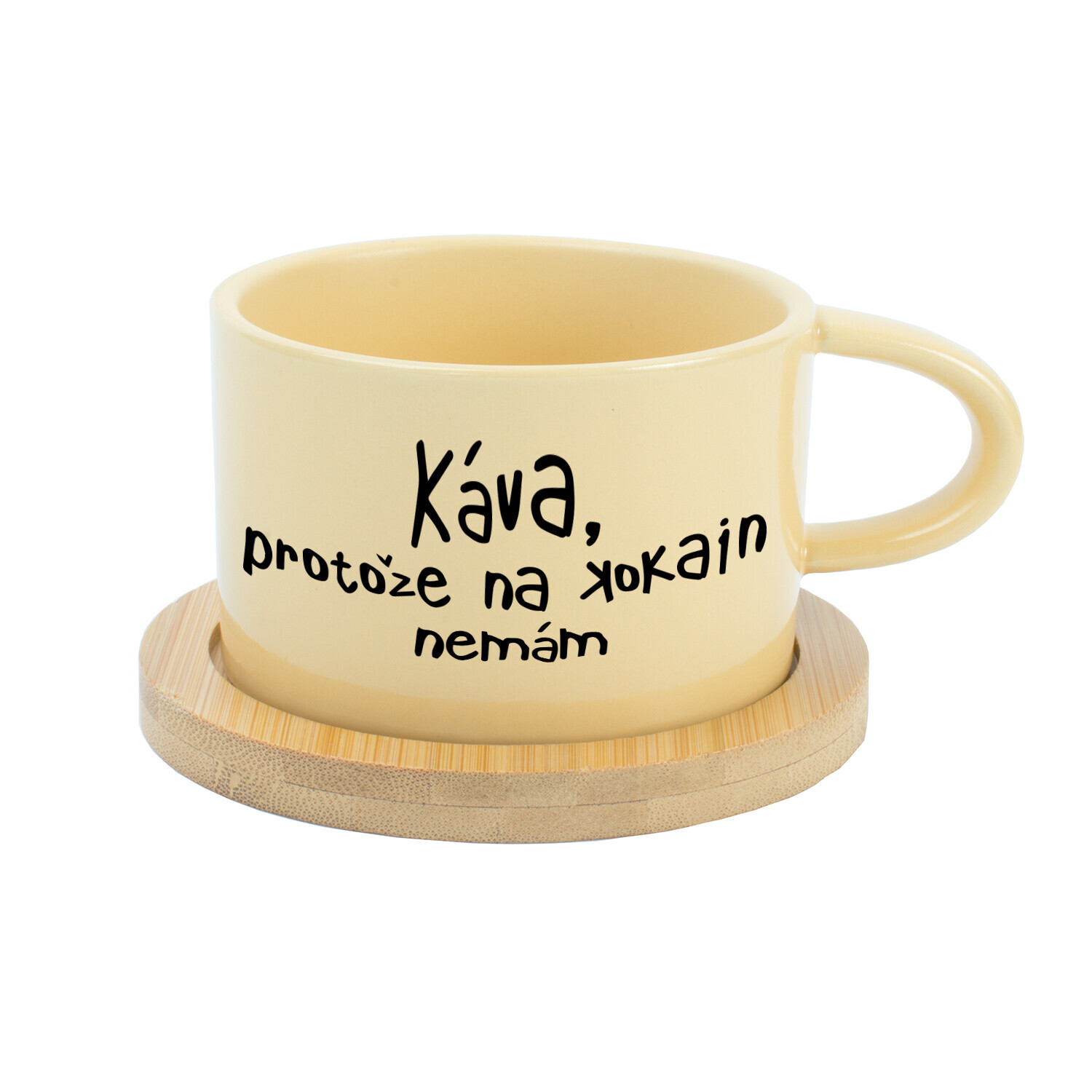 KÁVA, PROTOŽE NA KOKAIN NEMÁM - žlutý hrníček makronka 200 ml