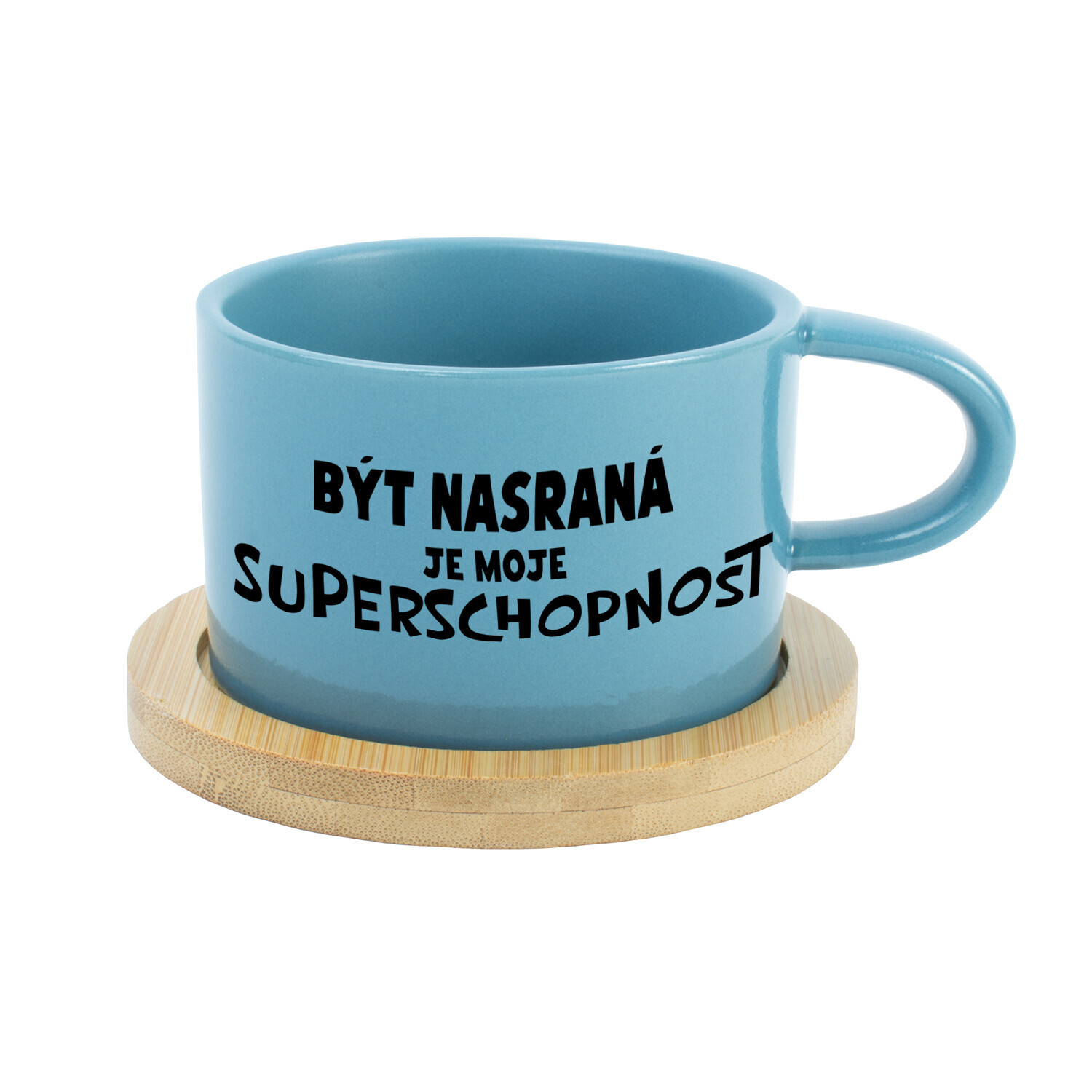 BÝT NASRANÁ JE MOJE SUPERSCHOPNOST - modrý hrníček makronka 200 ml