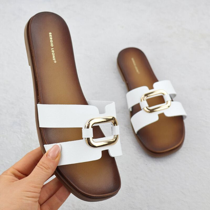 Dámske žabky s ornamentom biele Sergio Leone SK077H 36