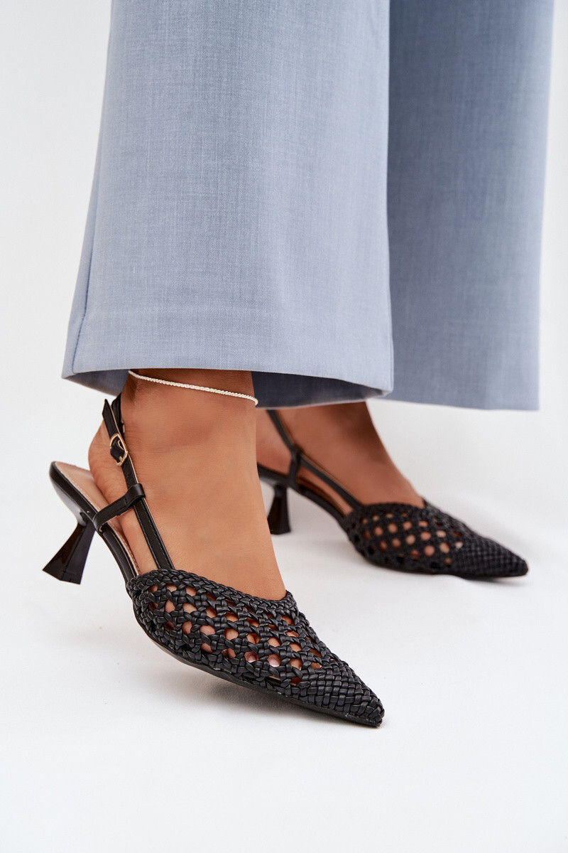 Dámské Plecione Sandály na Podpatku Černé Selinae 38