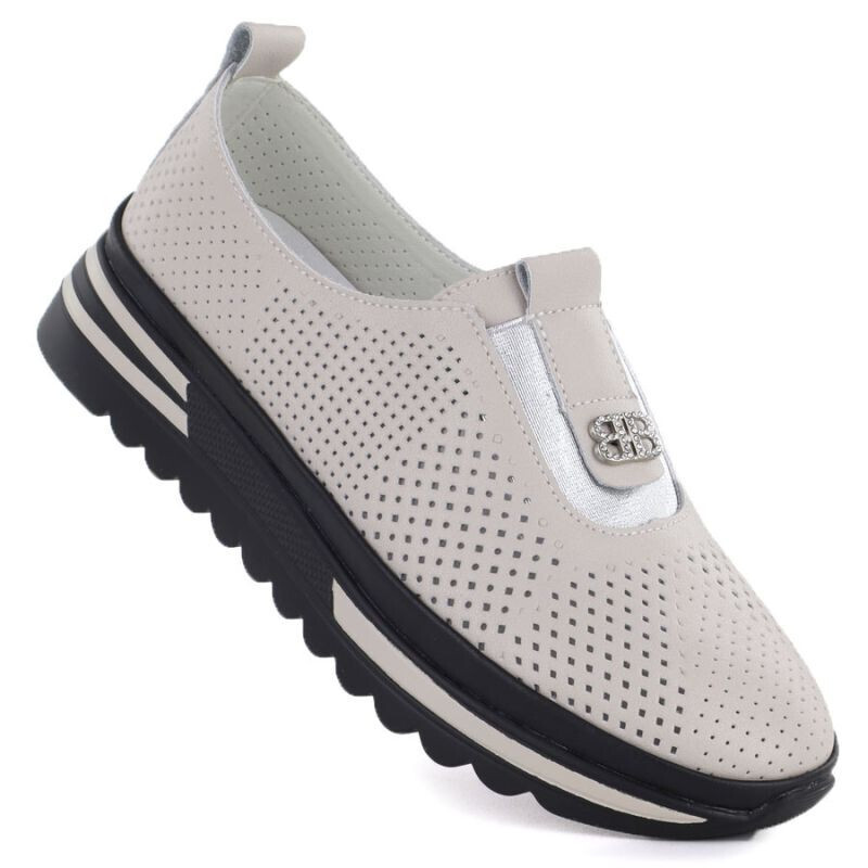 Dámske kožené topánky na platforme béžové S.Barski 7092 39