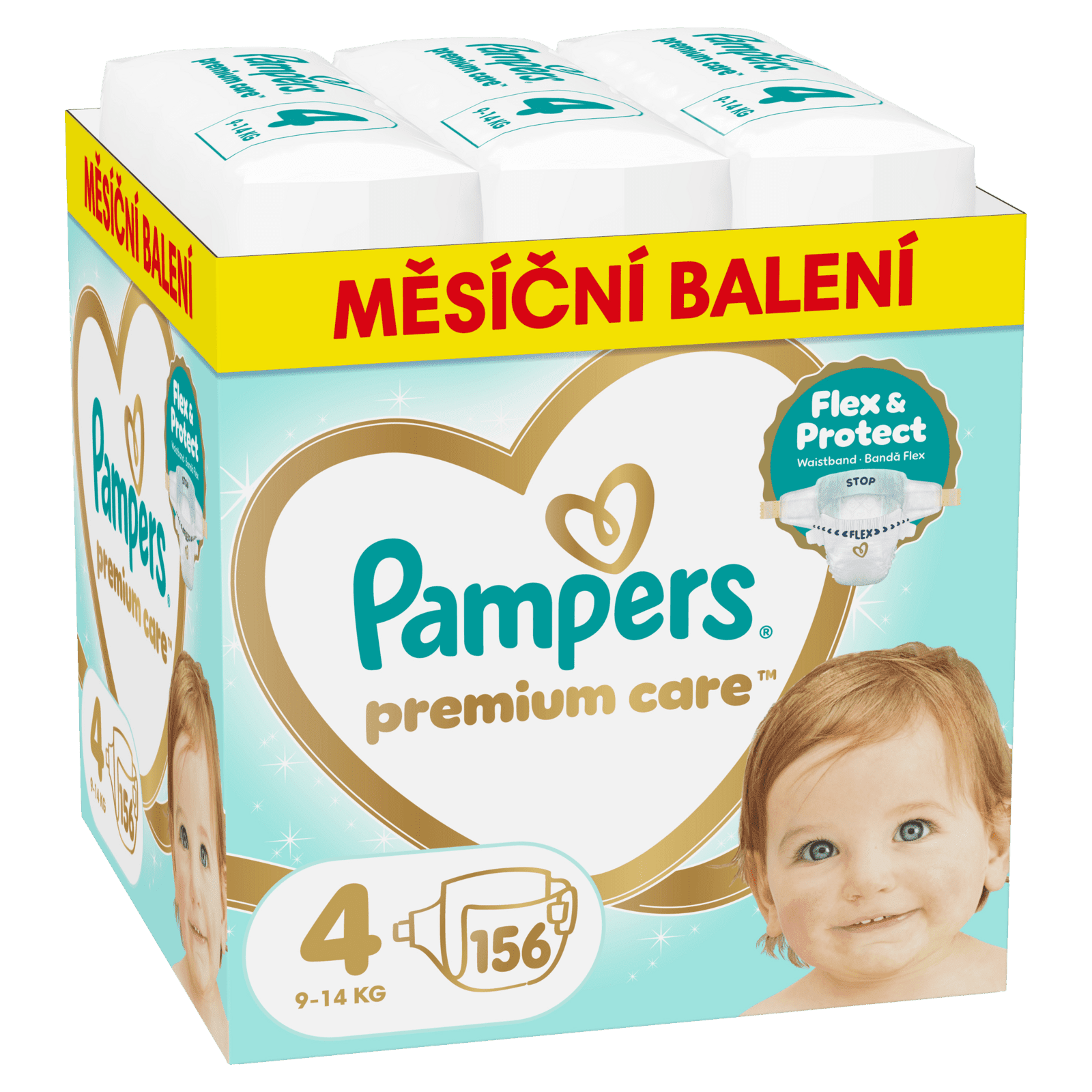 PAMPERS Premium Care Veľkosť 4, 9kg-14kg 156 ks