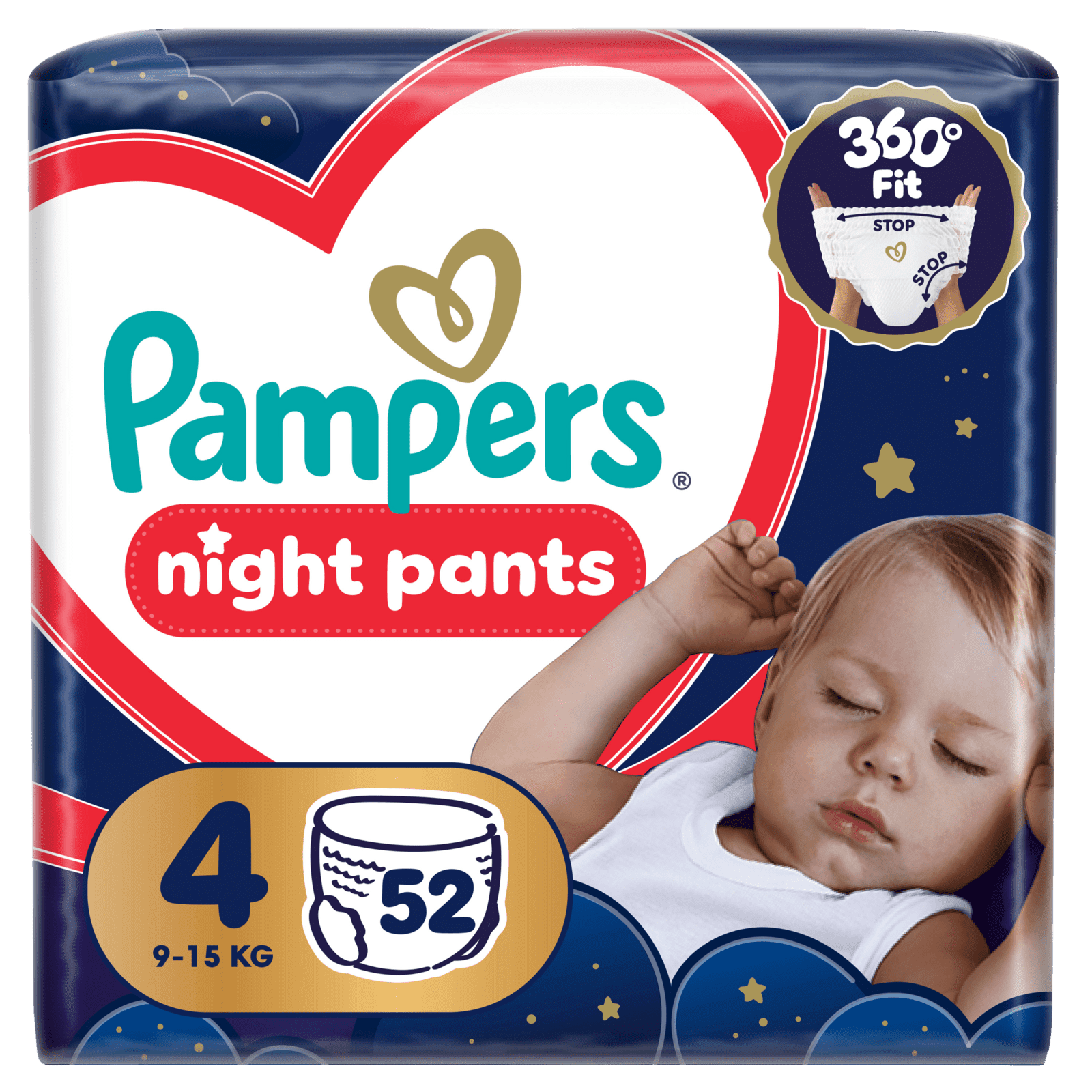 PAMPERS Plienkové nohavičky, Pants Night Veľkosť 4, 52 ks