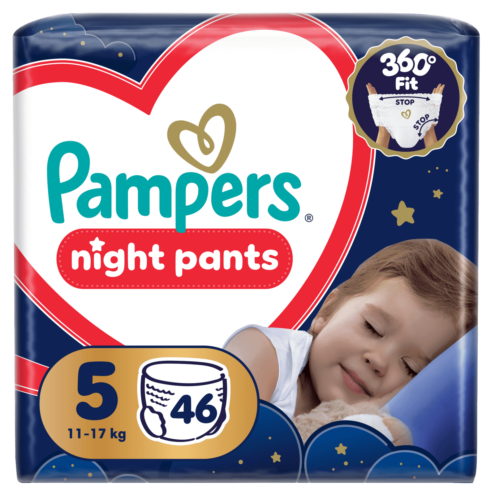 PAMPERS Plienkové nohavičky, Pants Night Veľkosť 5, 46 ks