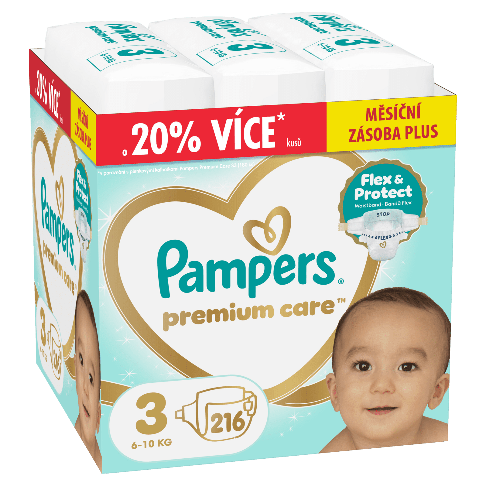 PAMPERS Premium Care Veľkosť 3, 6kg-10kg 216 ks