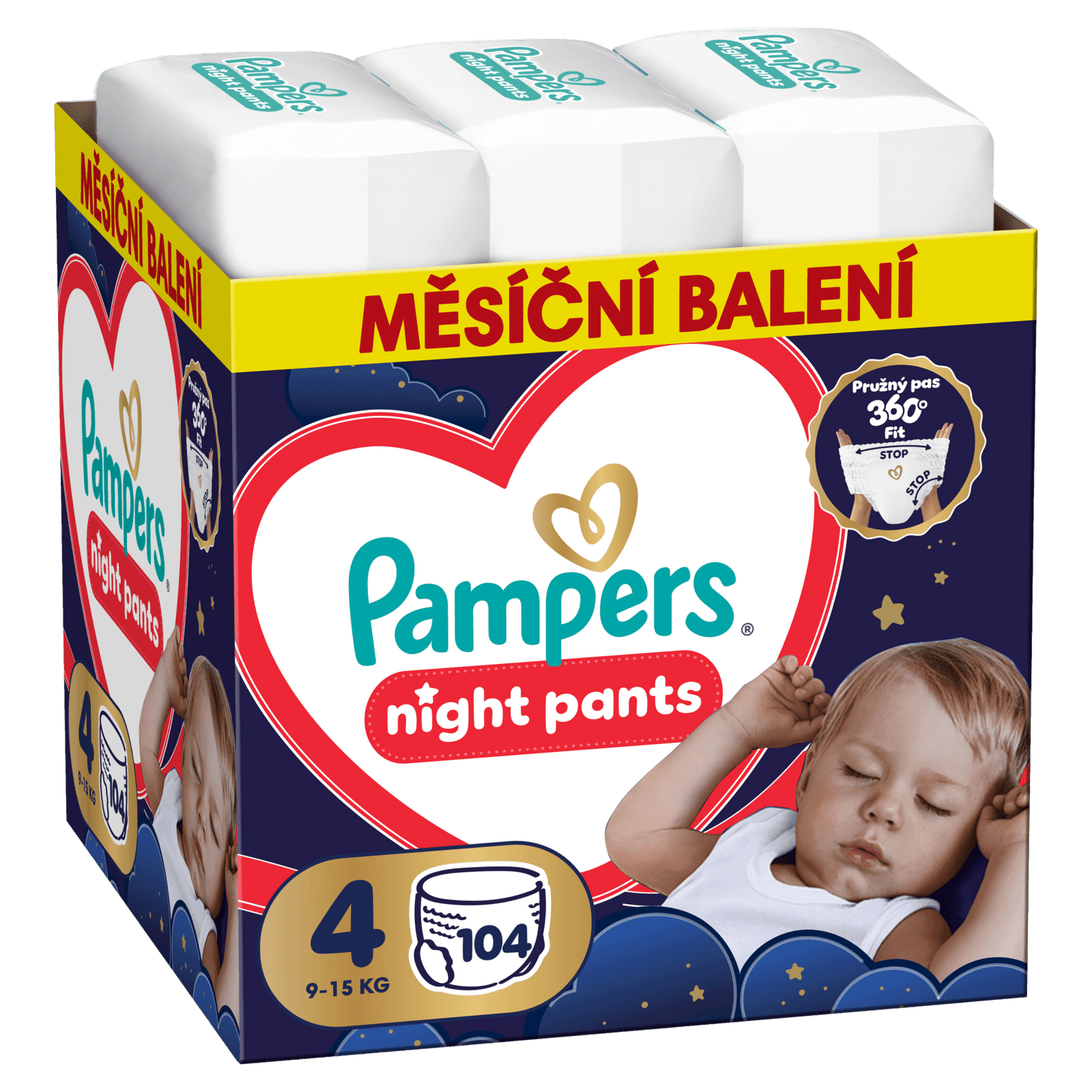 PAMPERS Plienkové nohavičky, Pants Night Veľkosť 4, 104 ks