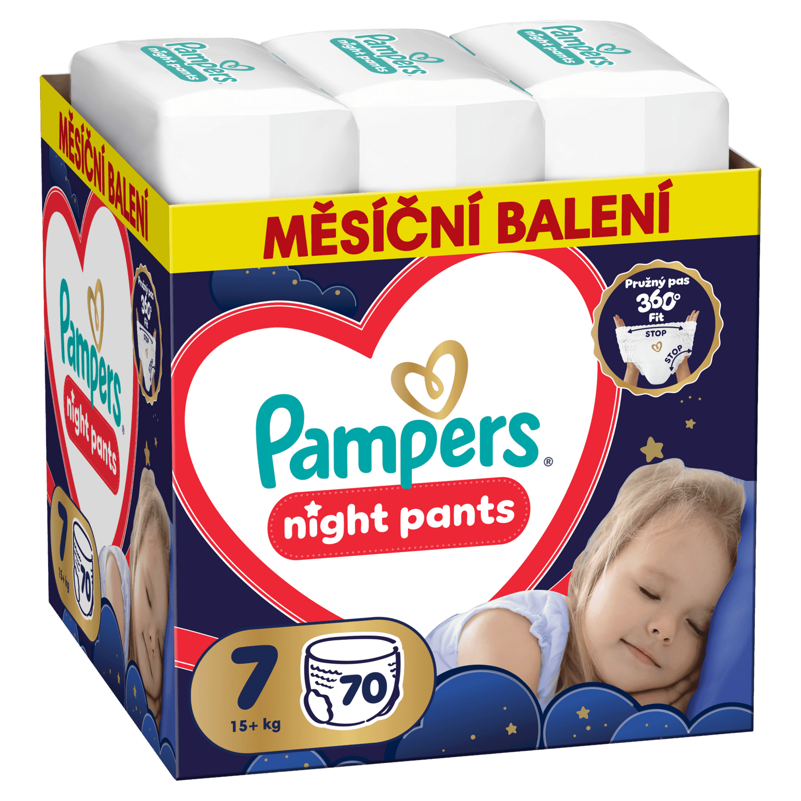 PAMPERS Plienkové Nohavičky, Pants Night veľkosť 7, 70 ks