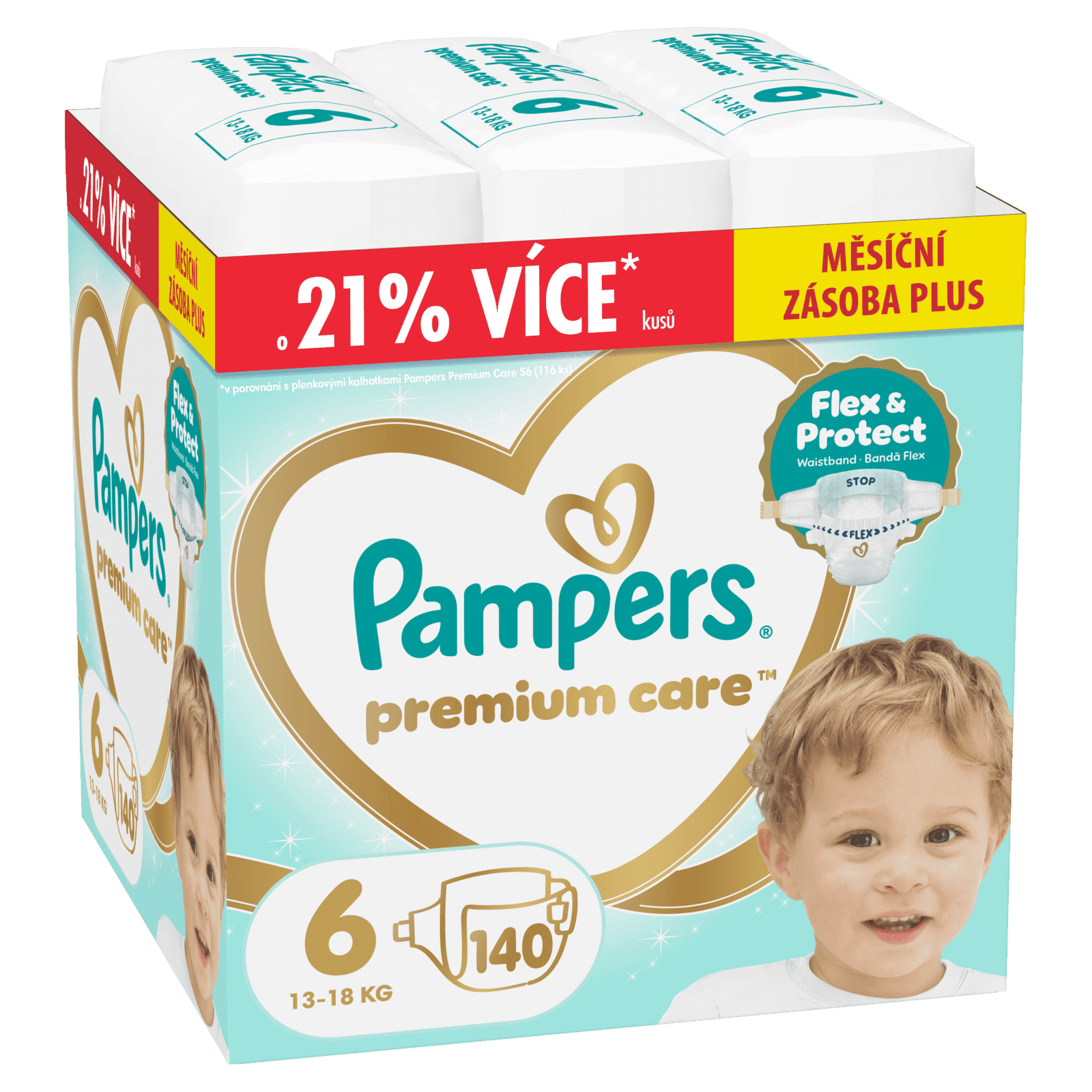 PAMPERS Premium Care Veľkosť 6, 13kg-18kg, 140 ks